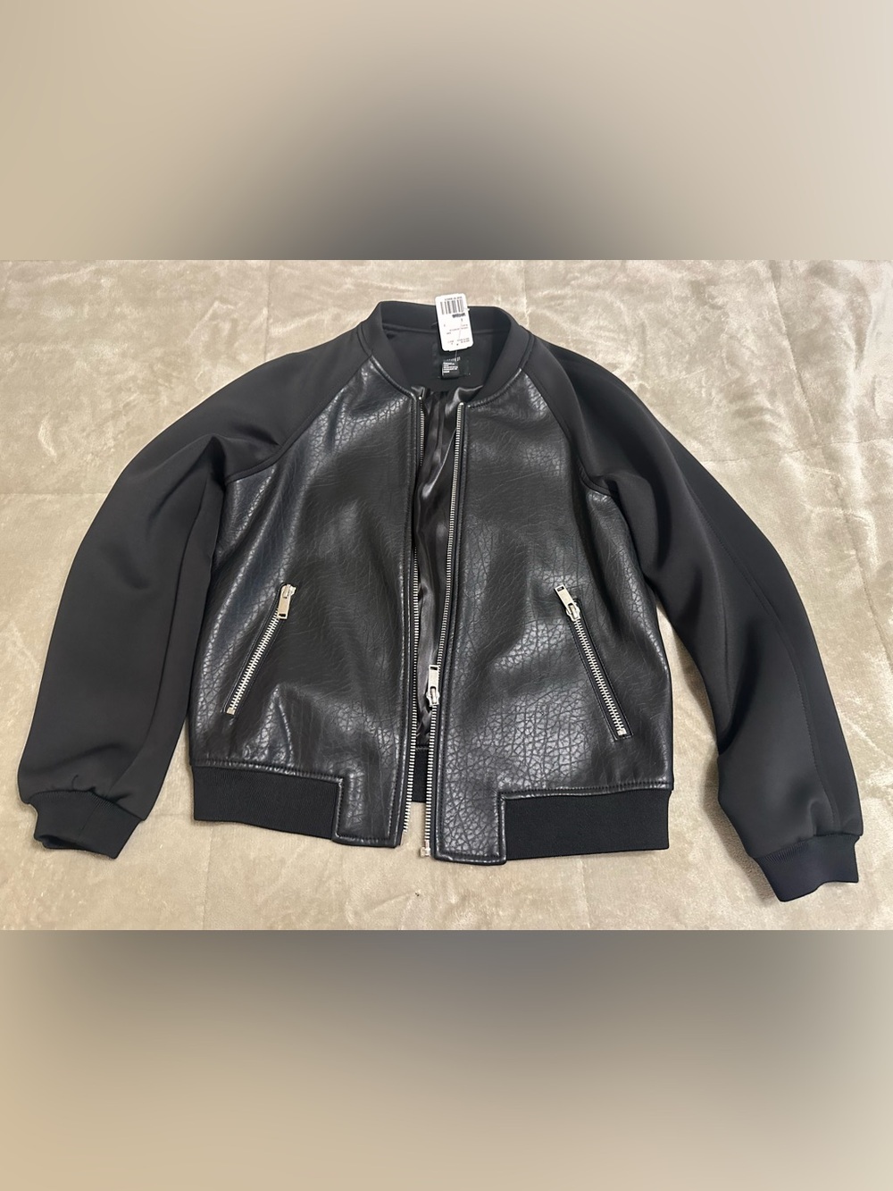 Forever 21 Black Faux Leather Jacket with Silver Zipper